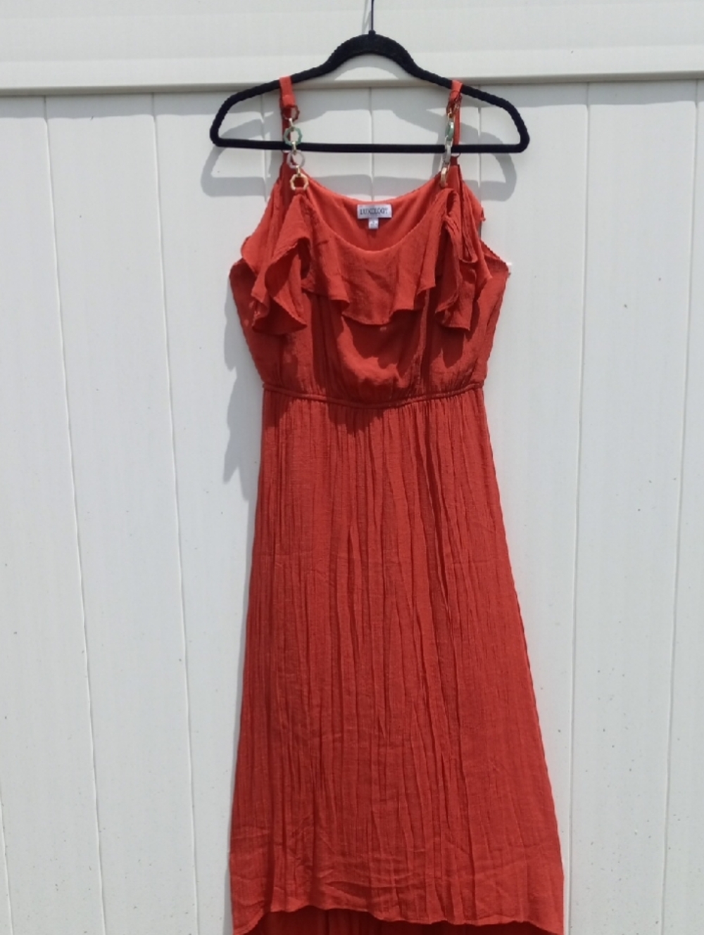 Luxology Rust Red Ruffle High-Low Sundress Size M
